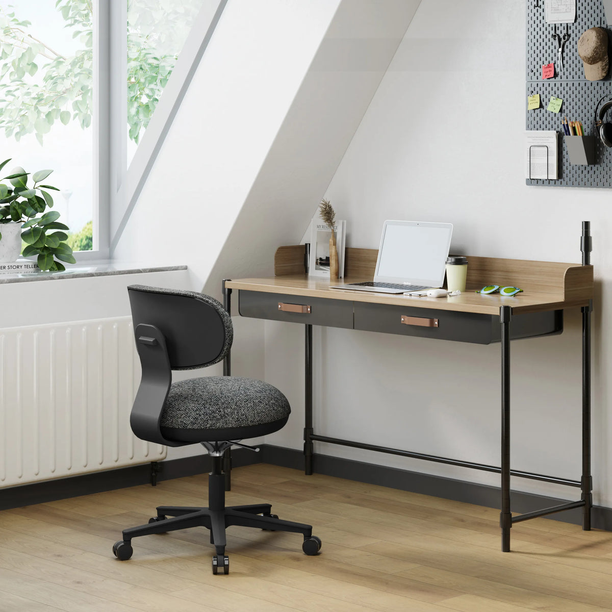 Grijze Thuisgebruik bureaustoel SITMOTION B met donker frame en zwenkwielen van hjh OFFICE