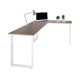 Hoekbureau WORKSPACE BASIC I in walnoot-look met wit onderstel van hjh OFFICE