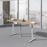 Elektrisch höhenverstellbarer Schreibtisch XMST 22 G in Asteiche mit weißen Beinen von hjh OFFICE PRO