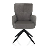 Grijze gestoffeerde stoel TARUGO met geribbelde bekleding en vierpotig onderstel van hjh LIVING – 360-gradenweergave (vooraanzicht 0°)