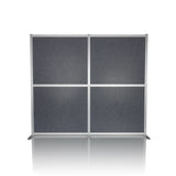 Grijze Scheidingswand FLEXMIUT MODUL met aluminium frame en standvoeten van hjh OFFICE – 360-gradenweergave (vooraanzicht 0°)