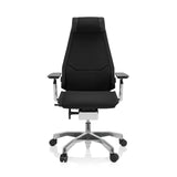 Zwarte High end bureaustoel GENIDIA PRO met stoffen bekleding en vijfpoot met wieltjes van hjh OFFICE – 360-gradenweergave (vooraanzicht 0°)