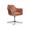 ARTEMIA lounge stoel met bruine lederen bekleding en een viervormige metalen voet van hjh OFFICE