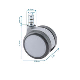 Maattekening van de 5x ROLO MOVE 60 11mm/60mm Bureaustoelwielen met een diameter van 6 cm en een hoogte van 6,7 cm van hjh OFFICE