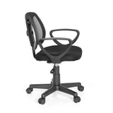 Zwarte Kinder bureaustoel KIDDY CD met netrugleuning en vijfpoot met rolletjes van hjh OFFICE – 360-gradenweergave (zijaanzicht 80°)