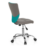 Grijs-turquoise Kinder bureaustoel KIDDY COMFORT met kruisvoet en vijf zwenkwielen van hjh OFFICE – 360-gradenweergave (schuin achteraanzicht 120°)