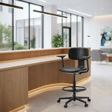 Zwarte Baliestoel TOP WORK B1 met voetring en zwenkwielen van hjh OFFICE