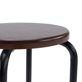 Ronde zitting in walnoot-look van de ALRANDA Kruk met zwart onderstel van hjh LIVING