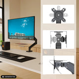 Ergomount GF1 monitorsteun met VESA-adapterplaat en gewrichtsmechanismen van hjh OFFICE (AI-gegenereerde afbeelding)