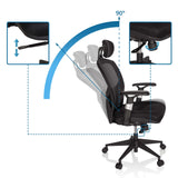Verstelbare rugleuning met 90°-hoek van de High end bureaustoel VENUS BASE in zwart van hjh OFFICE