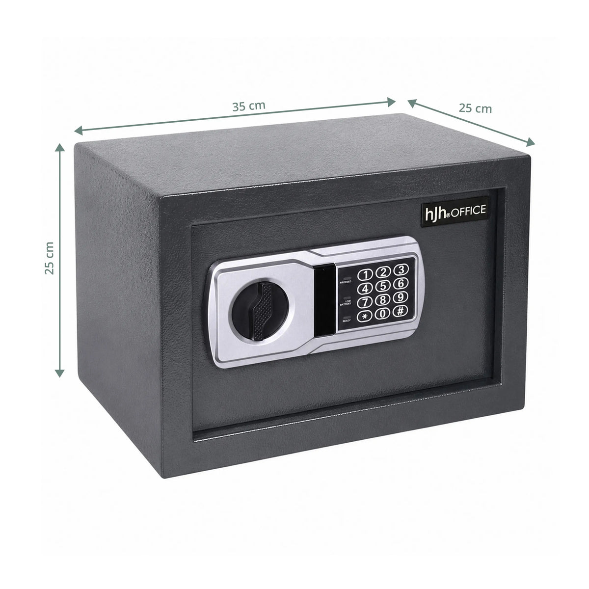 Maattekening van de Kluis Safe Compact Basic in antraciet, 35 × 25 cm, van hjh OFFICE