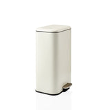 Beige Prullenbak Clean 1 met pedaalopening en plat deksel van hjh OFFICE – 360-gradenweergave (schuin vooraanzicht 60°)
