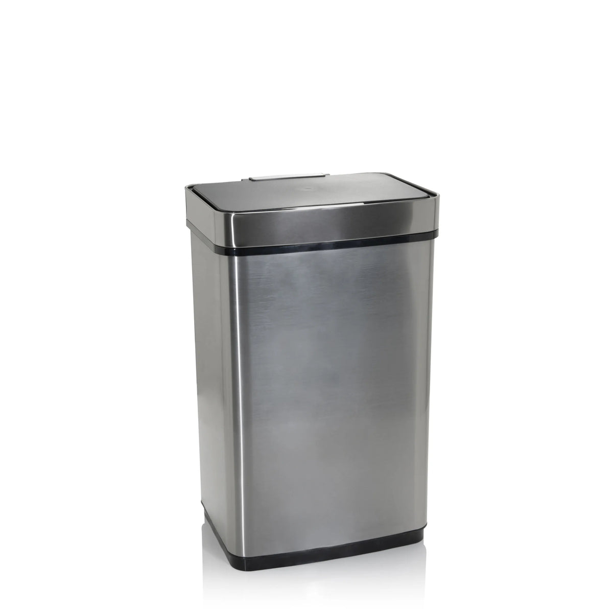 Zilveren Sensorbak CLEAN IV met glanzend oppervlak en zwarte bodem van hjh OFFICE – 360-gradenweergave (schuin achteraanzicht 120°)