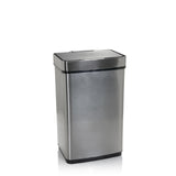 Zilveren Sensorbak CLEAN IV met glanzend oppervlak en zwarte bodem van hjh OFFICE – 360-gradenweergave (schuin achteraanzicht 120°)