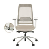 Zijdelings verstelbare armleuningen van de Professionele bureaustoel CHIARO T2 WHITE in beige-grijs van hjh OFFICE