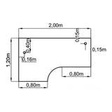 Technische tekening van het bureau MEGA 82 W van 2,00 x 1,20 m van hjh OFFICE PRO