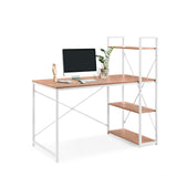 Bureau Easy Up3 in wit en eiken met geïntegreerd rek en drie aflegvlakken van hjh LIVING
