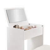 Geopende Glamdesk make-up spiegel in het wit met geïntegreerd vak voor make-up accessoires van hjh LIVING