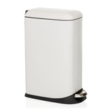 Witte prullenbak CLEAN SLIM met voetpedaal en afgerond deksel van hjh OFFICE – 360-gradenweergave (schuin vooraanzicht 60°)