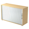 Rollladenschrank BETA R 1732S in Ahorn-Optik mit weißem Rollladen und Chromgriff von hjh OFFICE PRO