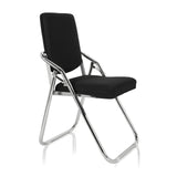 Zwarte Klapstoel ESTO met stoffen bekleding en verchroomd frame van hjh OFFICE – 360-gradenweergave (schuin vooraanzicht 60°)