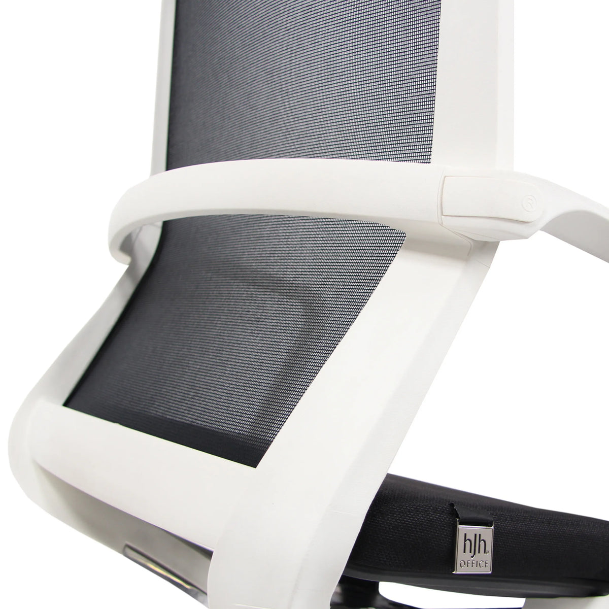 Witte rugleuningconstructie met zwarte netbekleding van de Professionele bureaustoel MOVE-TEC NET 3D W van hjh OFFICE