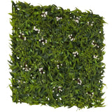 Groene Plantmat MORE GREEN I met varenbladeren en kleine witte bloemetjes van hjh OFFICE – 360-gradenweergave (schuin achteraanzicht 120°)