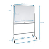 Technische tekening van het Whiteboard MULTIBOARD I met een totale hoogte van 187 cm van hjh OFFICE
