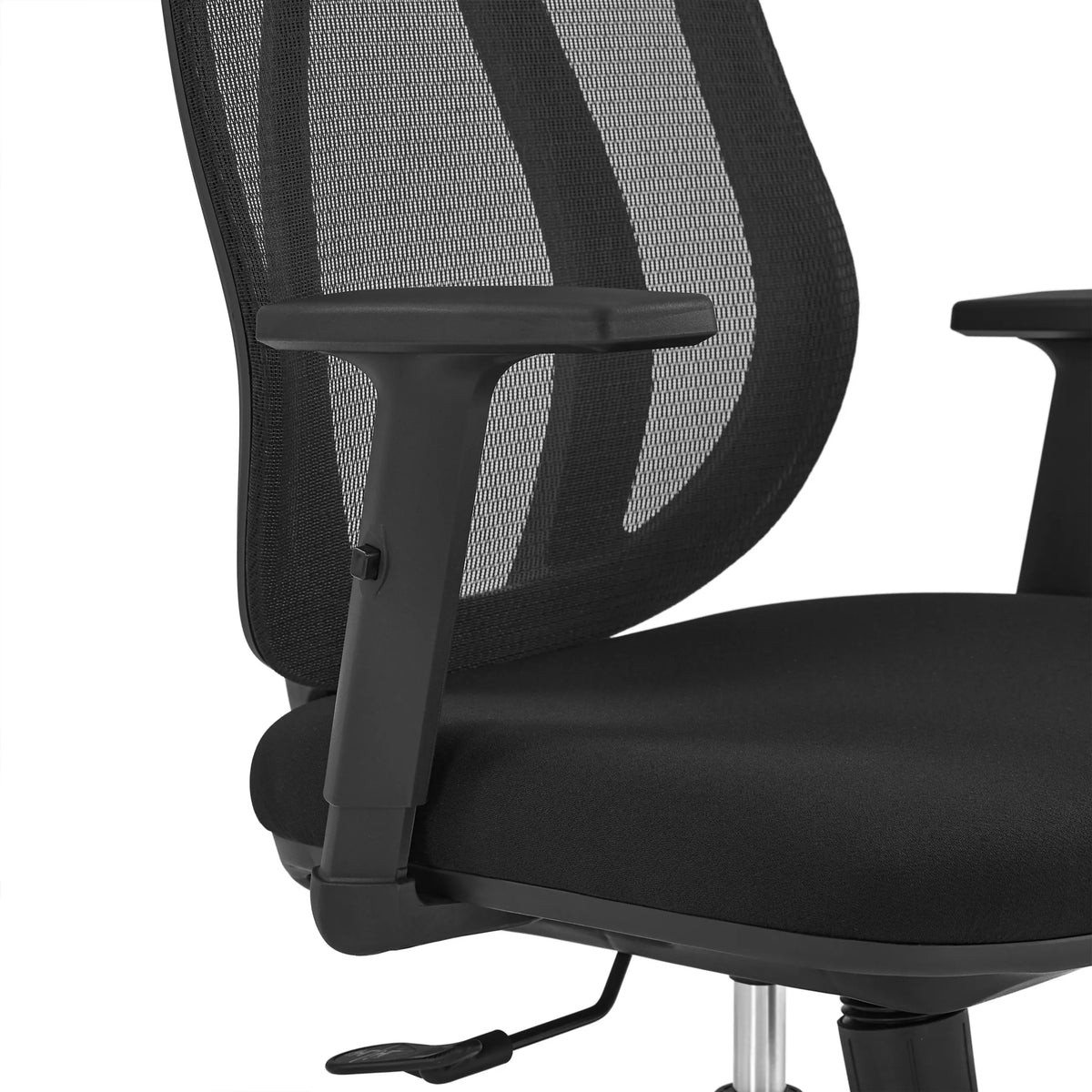 Armleuning en netrugleuning van de professionele bureaustoel Filaro in zwart van hjh OFFICE