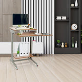 Zit- Sta bureau WORKSTATION in beuken en grijs met drie niveaus en zwenkwielen van hjh OFFICE
