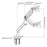 Technische tekening van de Monitorsteun VM-MG1S met een maximale hoogte van 565 mm van hjh OFFICE