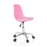 Roze Kinder bureaustoel FANCY II met gebogen kuip en vijfster-onderstel met wieltjes van hjh OFFICE – 360-gradenweergave (schuin vooraanzicht 60°)