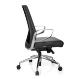 Zwarte Professionele bureaustoel PROVIDER met gestoffeerde bekleding en voetkruis met vijf wielen van hjh OFFICE – 360-gradenweergave (zijaanzicht 100°)