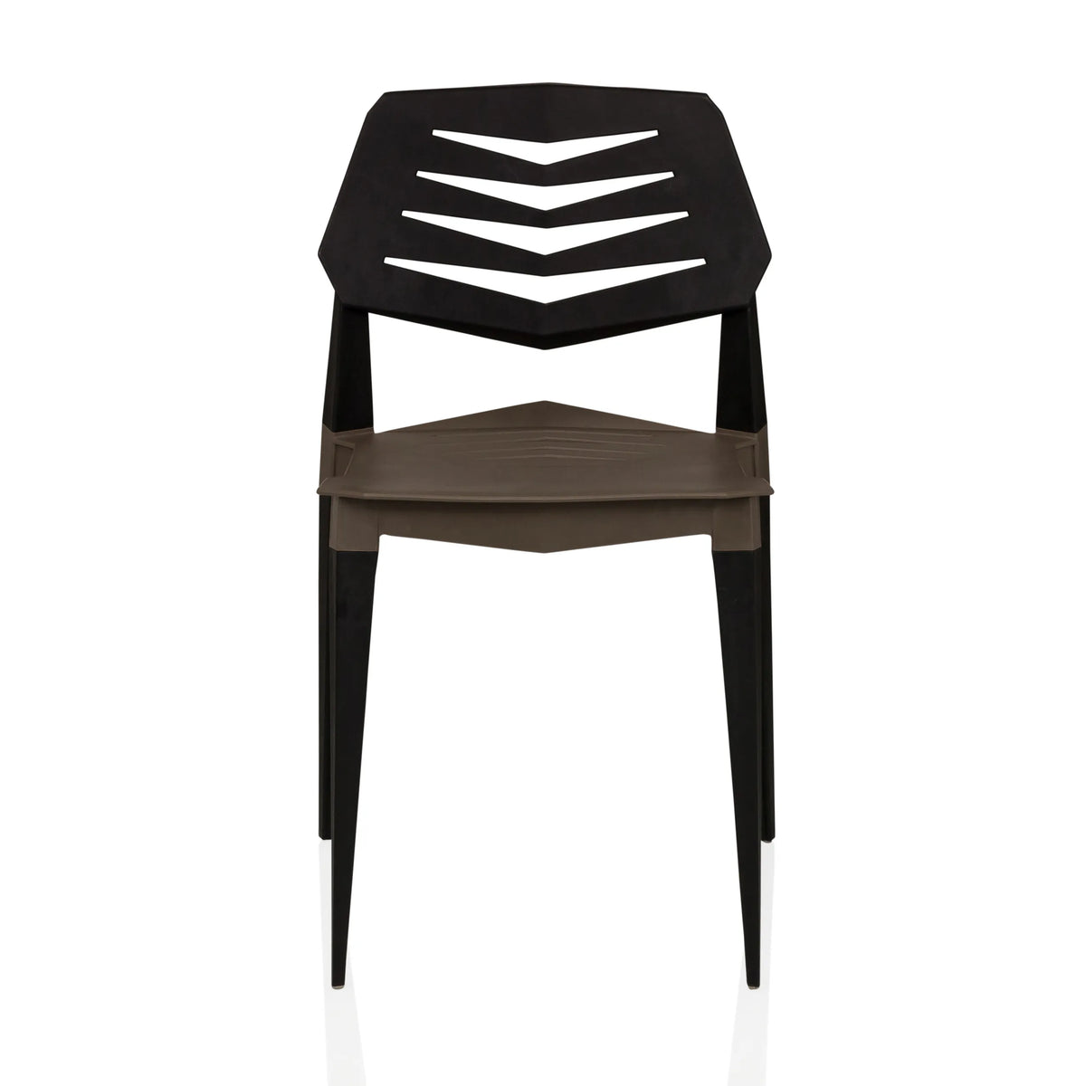 Bruin-zwarte Outdoor stoel Flecharo met geperforeerde rugleuning van hjh LIVING – 360-gradenweergave (vooraanzicht 0°)