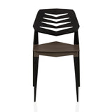 Bruin-zwarte Outdoor stoel Flecharo met geperforeerde rugleuning van hjh LIVING – 360-gradenweergave (vooraanzicht 0°)