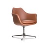 ARTEMIA lounge stoel met bruine lederen bekleding en een viervormige metalen voet van hjh OFFICE