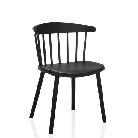 Zwarte Eetkamerstoel ARTIFO RIB met een rugleuning van verticale spijlen van hjh LIVING