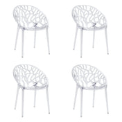 Vier transparante vierpotige stoelen Artifo T met organisch opengewerkte rugleuning van hjh LIVING