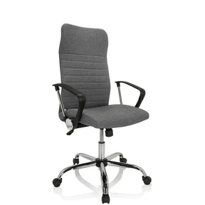 Thuisgebruik bureaustoel ARTON 40 met grijze stoffen bekleding en verchroomd onderstel van hjh OFFICE