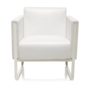 Witte gestoffeerde fauteuil ARUBA met zilverkleurig metalen frame van hjh OFFICE