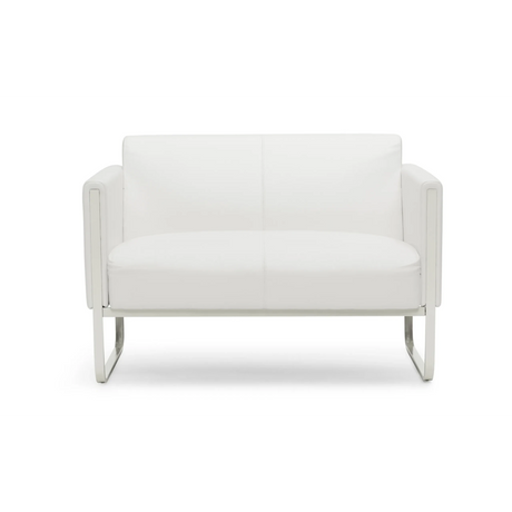 Witte lounge bank ARUBA als tweezitter met zilverkleurig metalen frame van hjh OFFICE