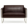 Bruine lounge bank ARUBA als tweezitter met zilverkleurig metalen frame van hjh OFFICE