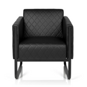 Zwarte Gestoffeerde fauteuil ARUBA BLACK met ruitstiksel en sleeonderstel van hjh OFFICE