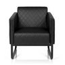Zwarte Gestoffeerde fauteuil ARUBA BLACK met ruitstiksel en sleeonderstel van hjh OFFICE