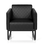 Zwarte Gestoffeerde fauteuil ARUBA BLACK met ruitstiksel en sleeonderstel van hjh OFFICE