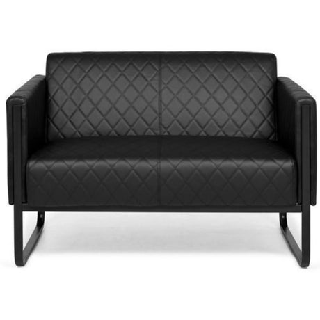 Zwarte lounge bank ARUBA BLACK als tweezitter met ruitstiksel en sleevoeten van hjh OFFICE