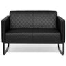 Zwarte lounge bank ARUBA BLACK als tweezitter met ruitstiksel en sleevoeten van hjh OFFICE