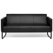 Zwarte lounge bank ARUBA BLACK als driezitter met ruitstiksel en metalen frame van hjh OFFICE