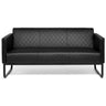 Zwarte lounge bank ARUBA BLACK als driezitter met ruitstiksel en metalen frame van hjh OFFICE