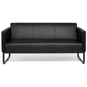 Zwarte lounge bank ARUBA BLACK als driezitter met ruitstiksel en metalen frame van hjh OFFICE